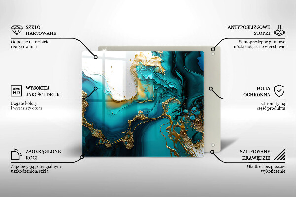 Tagliere in vetro Astrazione turchese