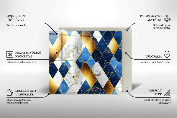 Tagliere in vetro Rombi di marmo dorato