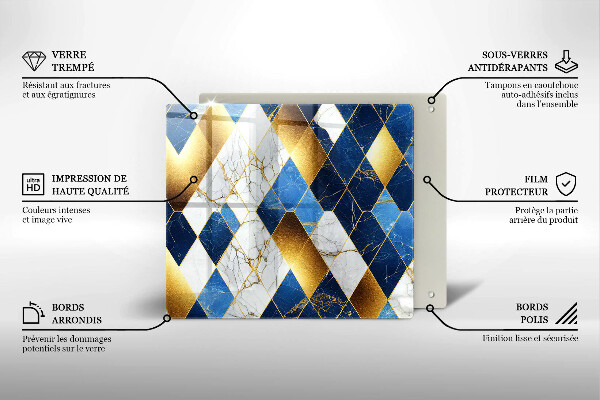 Tagliere in vetro Rombi di marmo dorato