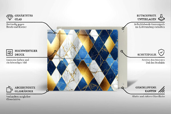 Tagliere in vetro Rombi di marmo dorato