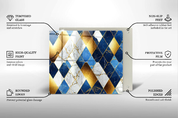 Tagliere in vetro Rombi di marmo dorato