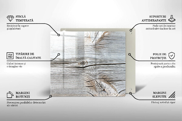 Tagliere in vetro Struttura in legno chiaro
