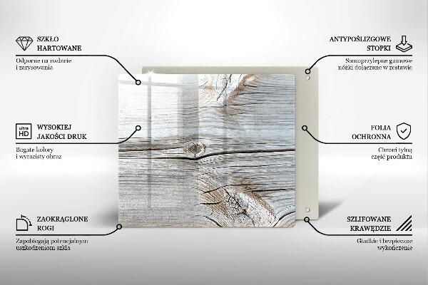 Tagliere in vetro Struttura in legno chiaro