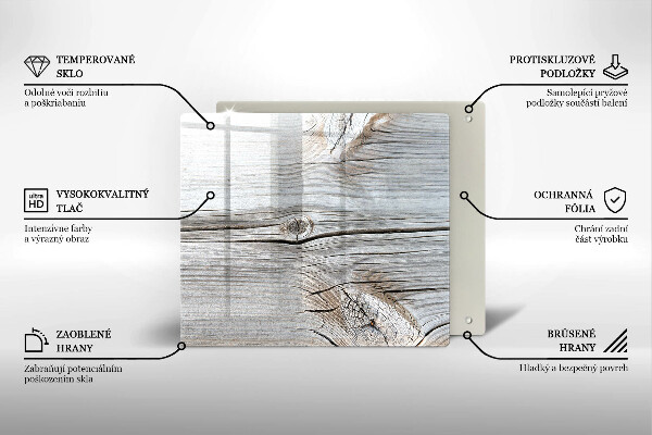 Tagliere in vetro Struttura in legno chiaro