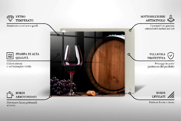 Tagliere in vetro Bicchiere da vino a botte