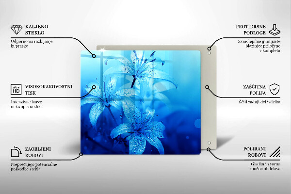 Tagliere in vetro Fiori blu