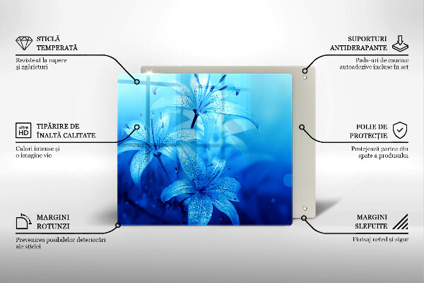 Tagliere in vetro Fiori blu