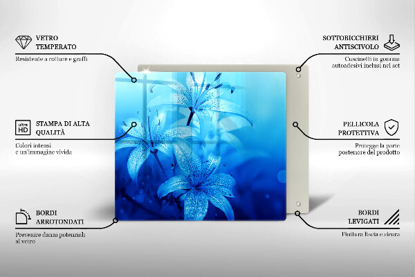 Tagliere in vetro Fiori blu