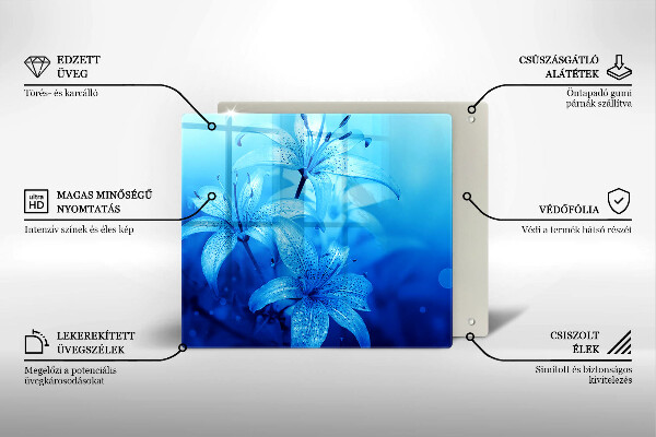 Tagliere in vetro Fiori blu