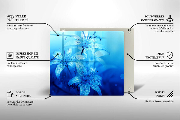 Tagliere in vetro Fiori blu