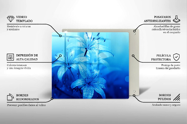 Tagliere in vetro Fiori blu