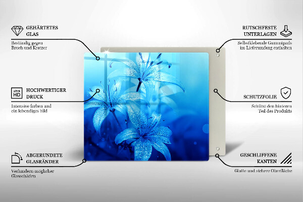 Tagliere in vetro Fiori blu