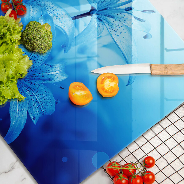 Tagliere in vetro Fiori blu