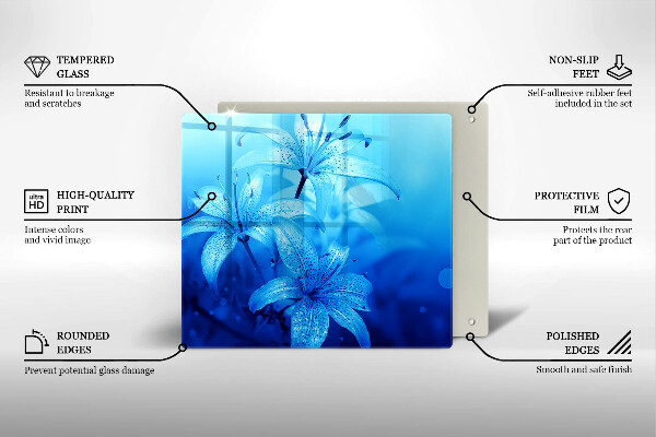 Tagliere in vetro Fiori blu