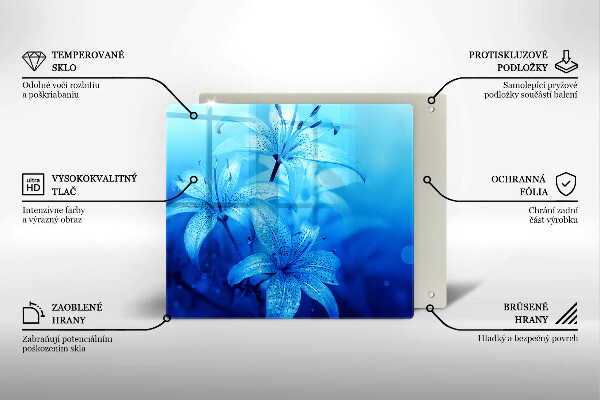 Tagliere in vetro Fiori blu