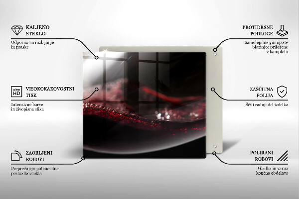 Tagliere in vetro Vino rosso in un bicchiere