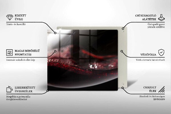 Tagliere in vetro Vino rosso in un bicchiere