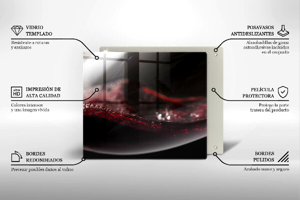 Tagliere in vetro Vino rosso in un bicchiere