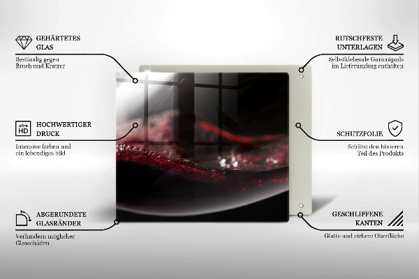 Tagliere in vetro Vino rosso in un bicchiere