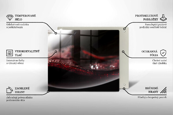 Tagliere in vetro Vino rosso in un bicchiere