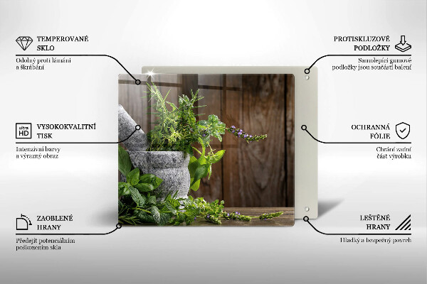 Tagliere in vetro Erbe verdi