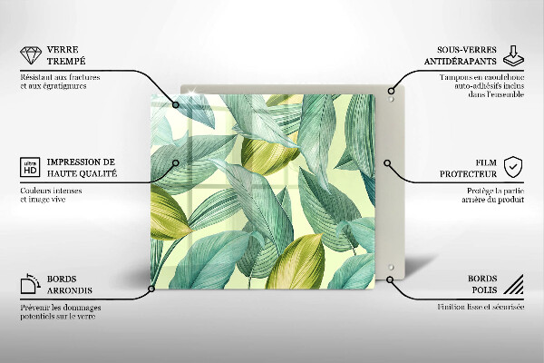 Tagliere in vetro Foglie tropicali verdi