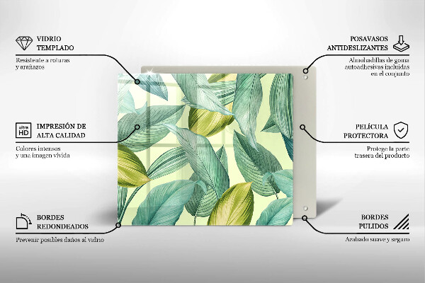 Tagliere in vetro Foglie tropicali verdi