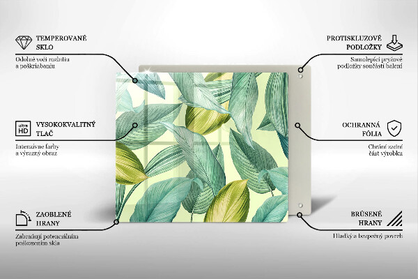 Tagliere in vetro Foglie tropicali verdi