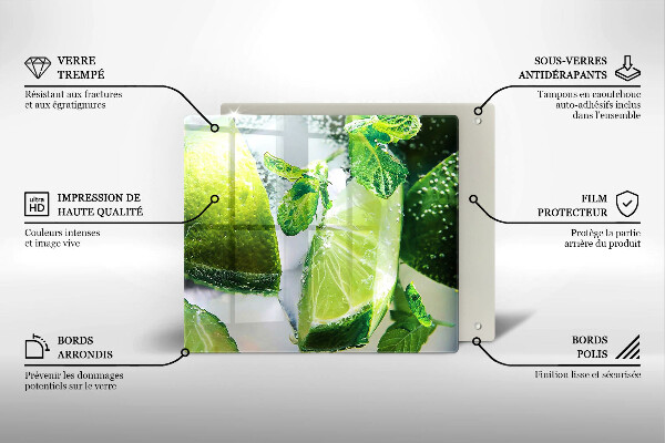 Tagliere in vetro Acqua con lime e ghiaccio