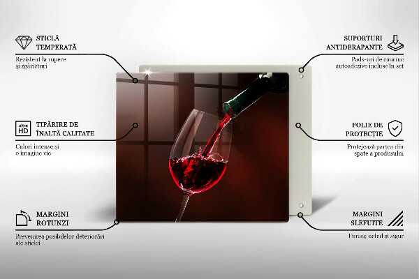 Tagliere in vetro Un bicchiere di vino