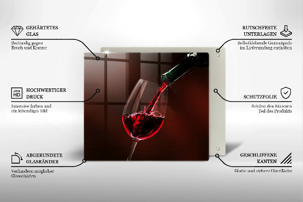 Tagliere in vetro Un bicchiere di vino