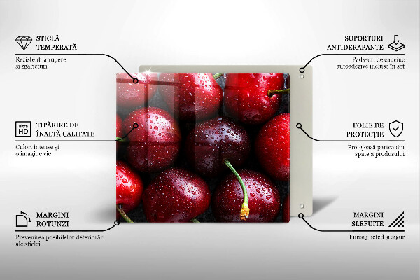 Tagliere in vetro Primo piano delle ciliegie