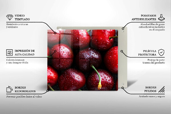 Tagliere in vetro Primo piano delle ciliegie