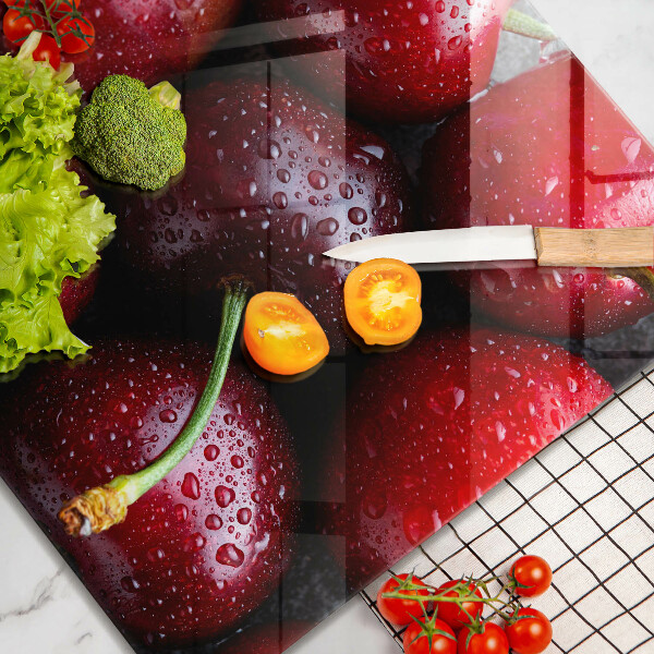 Tagliere in vetro Primo piano delle ciliegie