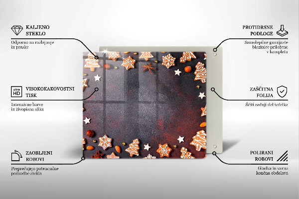 Tagliere in vetro Natale di pan di zenzero