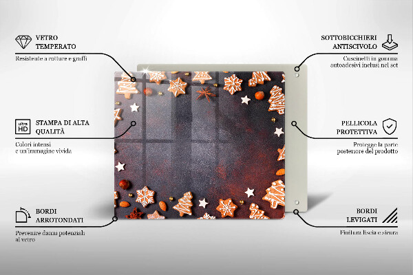 Tagliere in vetro Natale di pan di zenzero