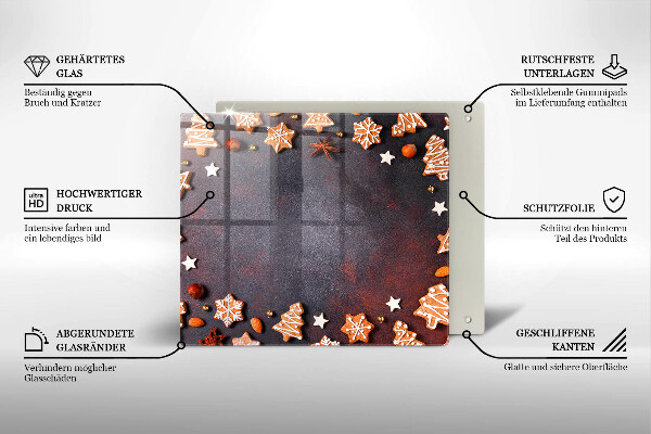 Tagliere in vetro Natale di pan di zenzero