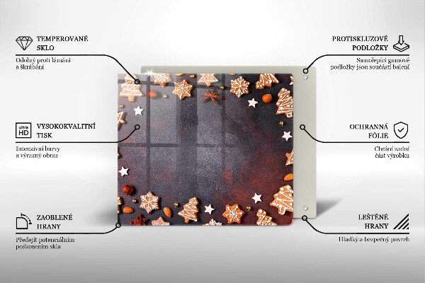 Tagliere in vetro Natale di pan di zenzero