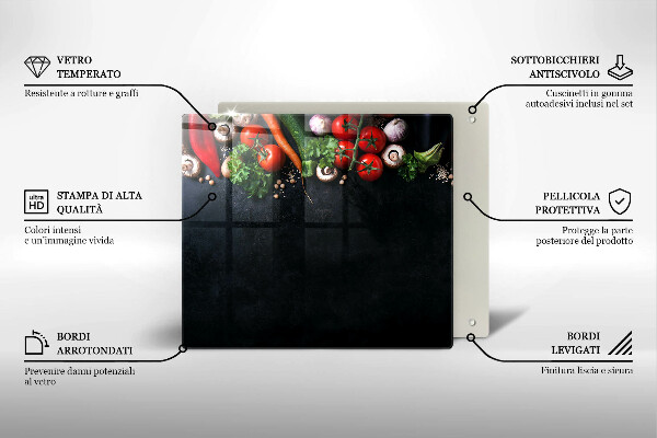 Tagliere in vetro Verdure colorate