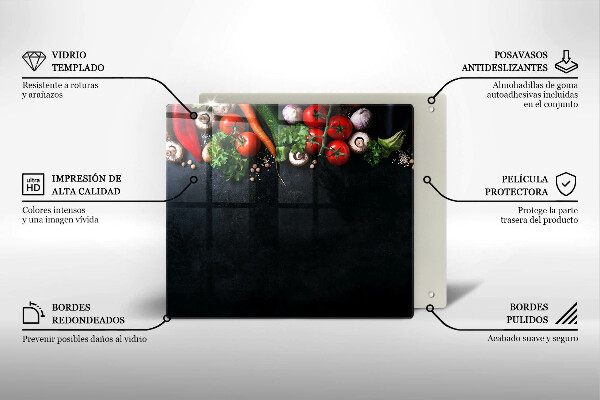 Tagliere in vetro Verdure colorate