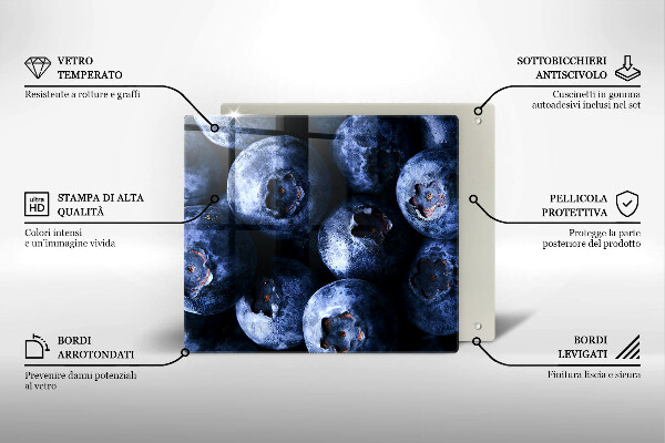 Tagliere in vetro Primo piano di frutti di bosco