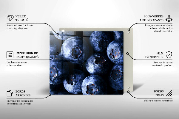 Tagliere in vetro Primo piano di frutti di bosco