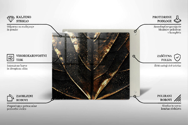 Tagliere in vetro Foglia d'oro