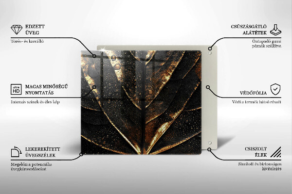 Tagliere in vetro Foglia d'oro