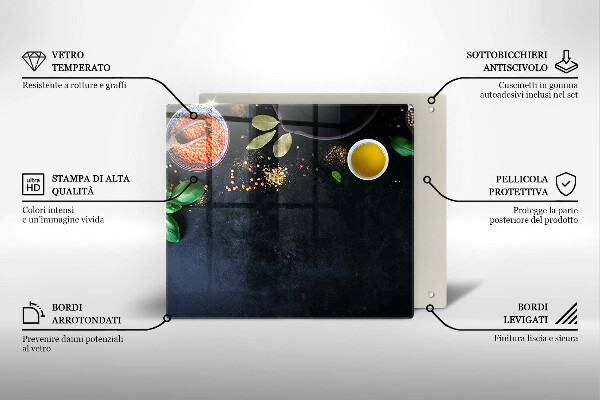 Tagliere in vetro Ciotole di spezie