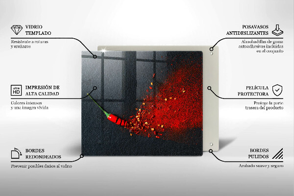 Tagliere in vetro temperato Peperoncino