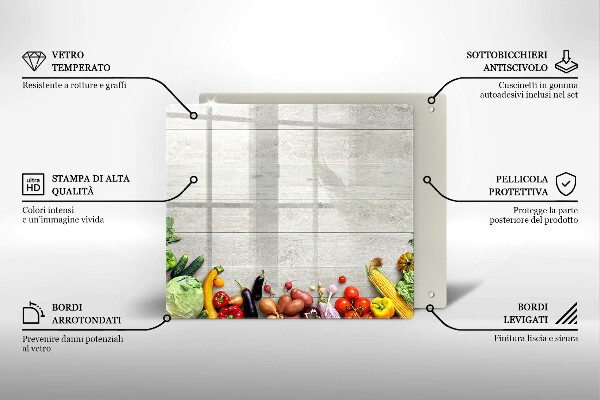 Tagliere in vetro Verdure su tavole