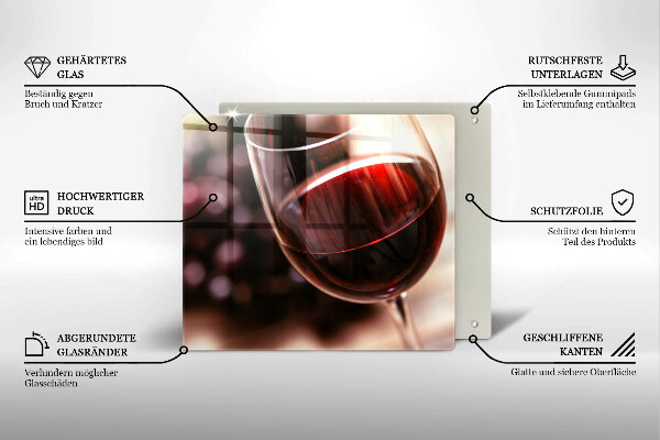 Tagliere in vetro Un bicchiere di vino rosso