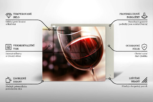 Tagliere in vetro Un bicchiere di vino rosso