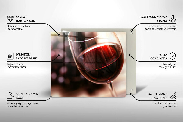 Tagliere in vetro Un bicchiere di vino rosso